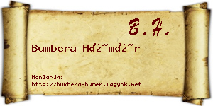 Bumbera Hümér névjegykártya